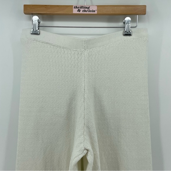 Lulu’s Wide Leg Pant White Knit L - Picture 2 of 8